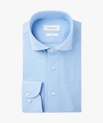 Profuomo Blaues Piqué-Hemd