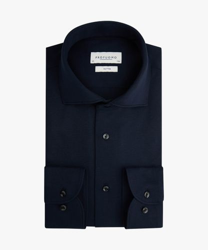Profuomo Navy single-jersey knitted shirt