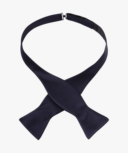 Profuomo Navy satin self bow tie