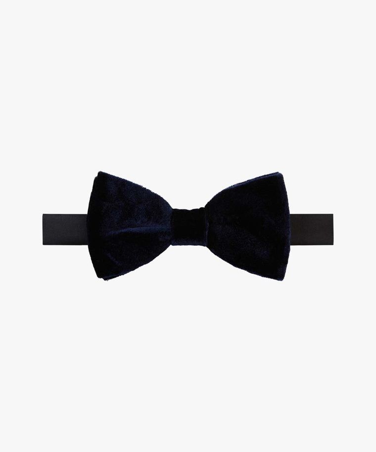 Navy velour bow tie