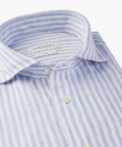 Profuomo Blue linen striped shirt