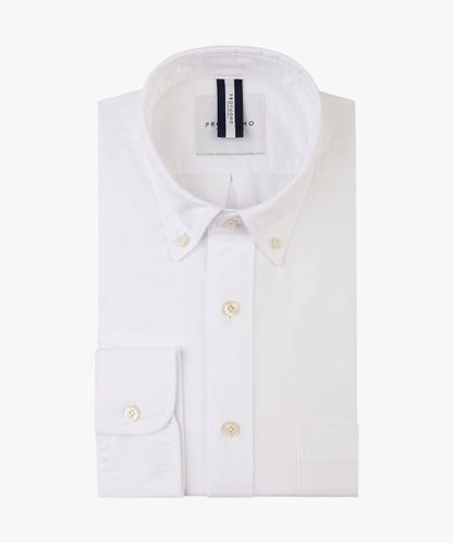 Profuomo Wit button down oxford overhemd