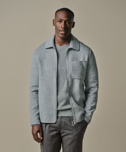 Profuomo Grijze wol single layer Zip jas