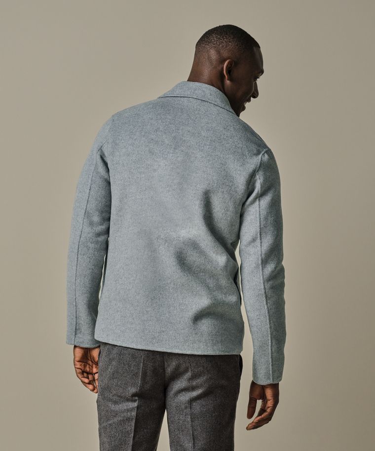 Grijze wol single layer Zip jas