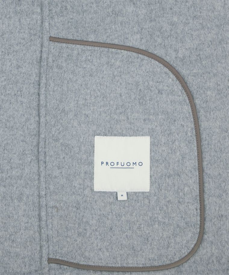 Grijze wol single layer Zip jas