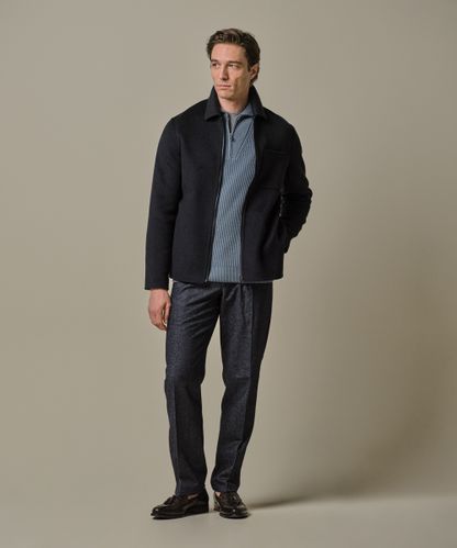 Profuomo Navy wol single layer Zip jas