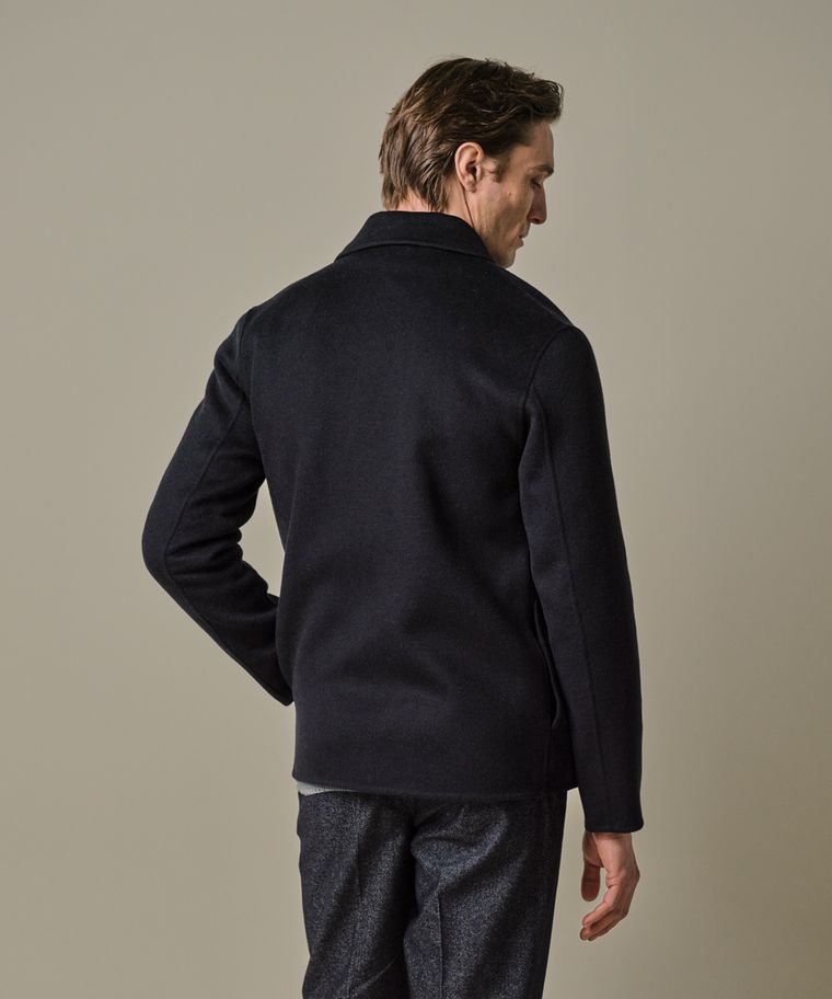 Navy wol single layer Zip jas