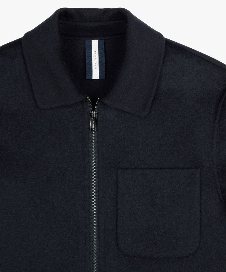 Navy wol single layer Zip jas