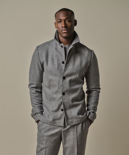 Profuomo Graues Woll-Herringbone Overshirt