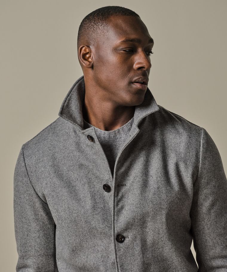 Graues Woll-Herringbone Overshirt