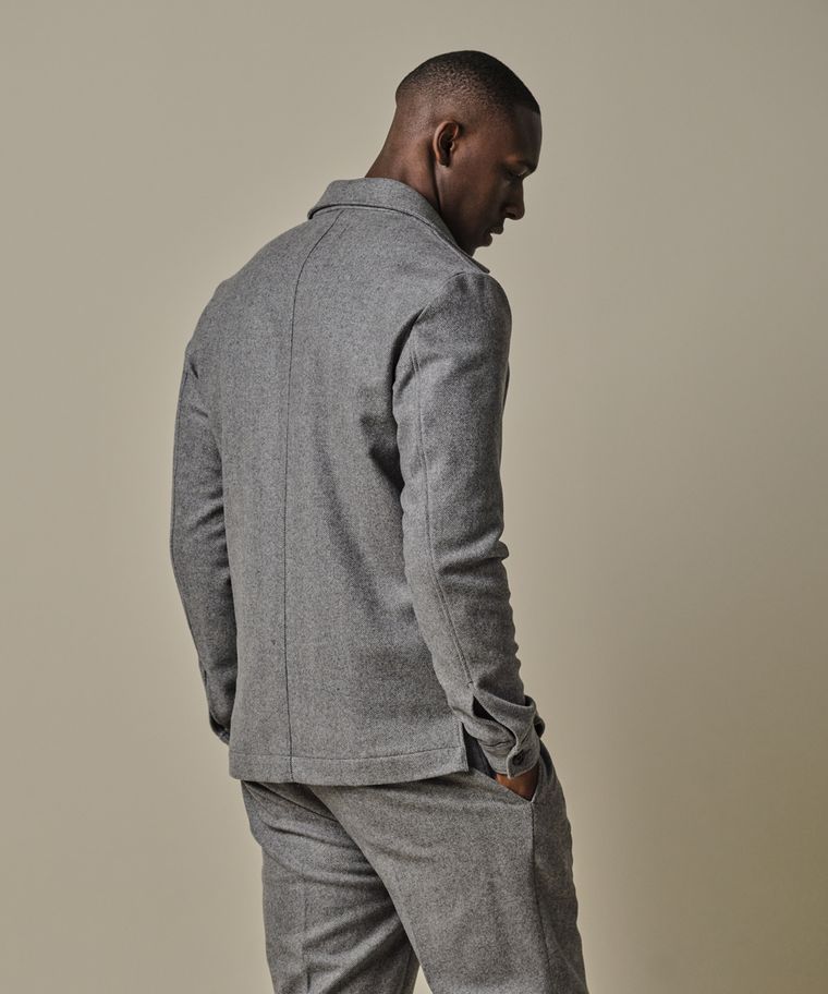 Graues Woll-Herringbone Overshirt