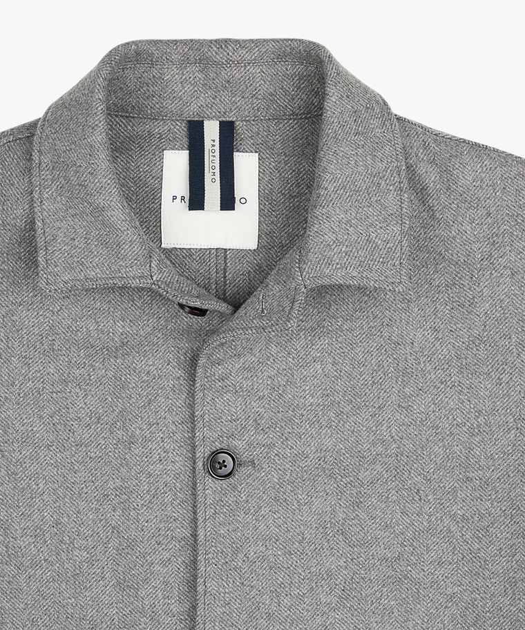 Graues Woll-Herringbone Overshirt
