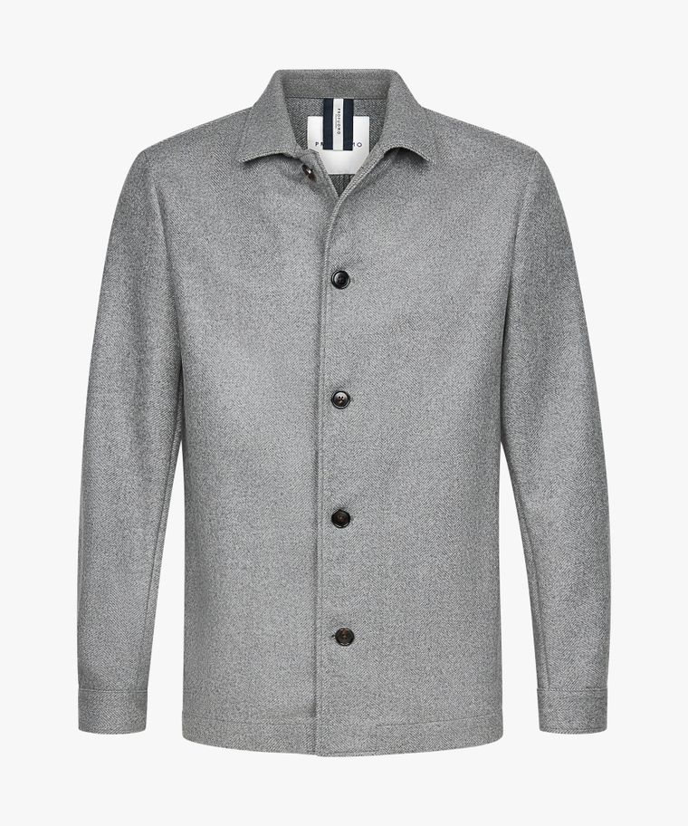 Graues Woll-Herringbone Overshirt
