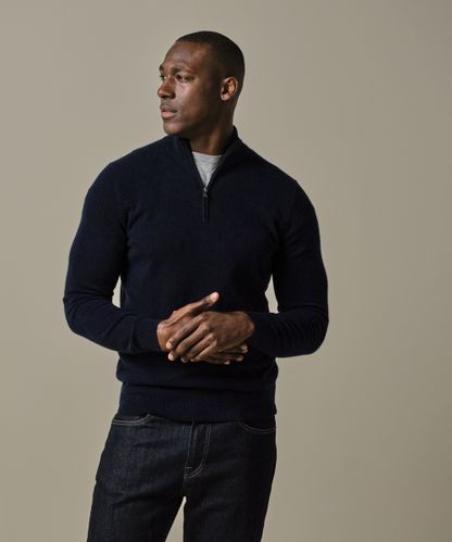 Profuomo Navy cashmere half zip