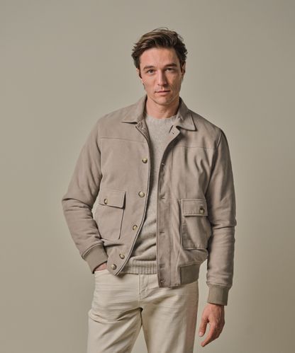Profuomo Beigefarbene Wildleder-Bomberjacke