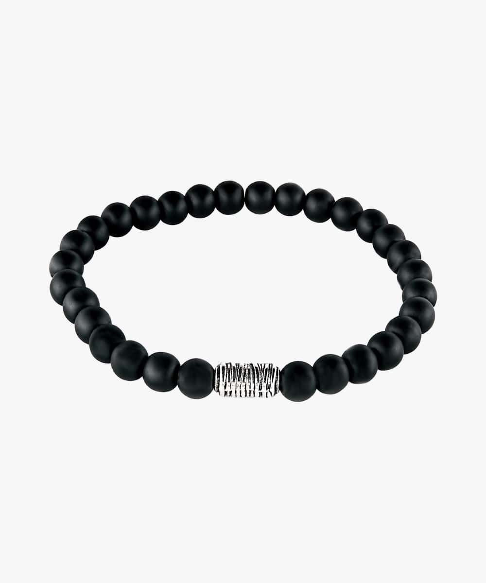 Profuomo Herren Mattschwarzes Onyx-Armband male M