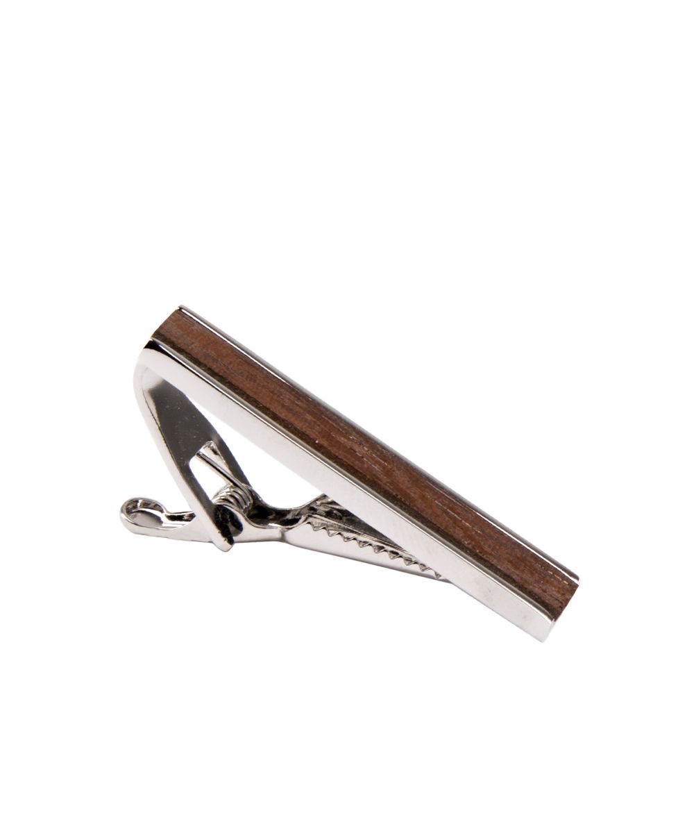 Profuomo Herren Krawattennadel mit Holz male Silber One size