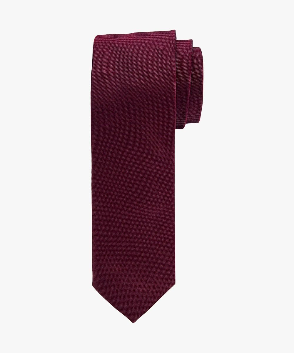 Profuomo Herren Schmale Seidenkrawatte in bordeauxfarbenem Oxford One size