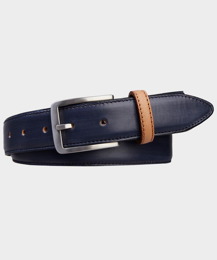 Michaelis navy leather belt