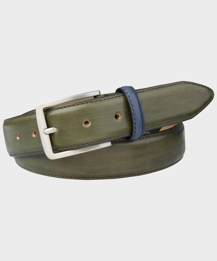 Classic green leather belt