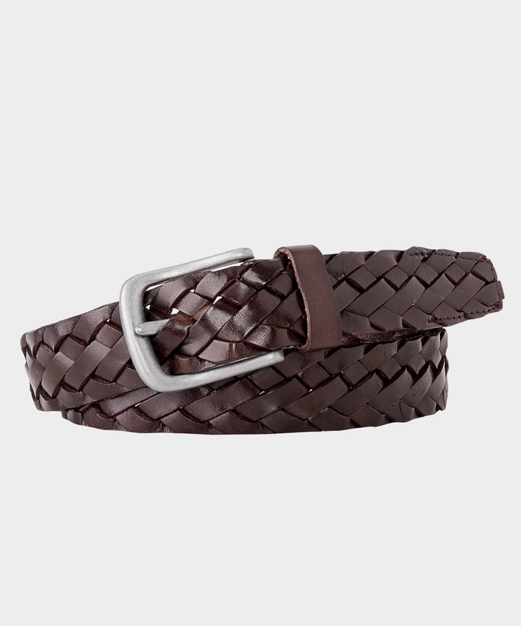 Brown braided casual leather belt