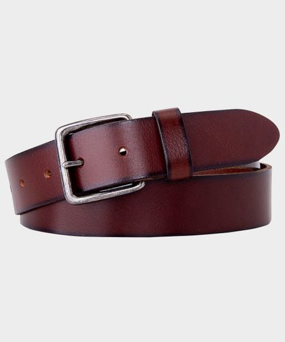 null Brown polished leather belt