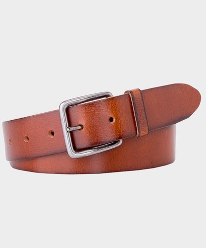 null Cognac polished leather belt