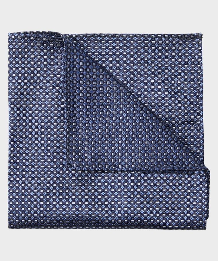 Blue silk print pocket square