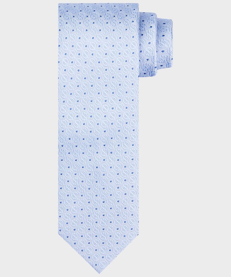 Blauwe grafische zijden stropdas