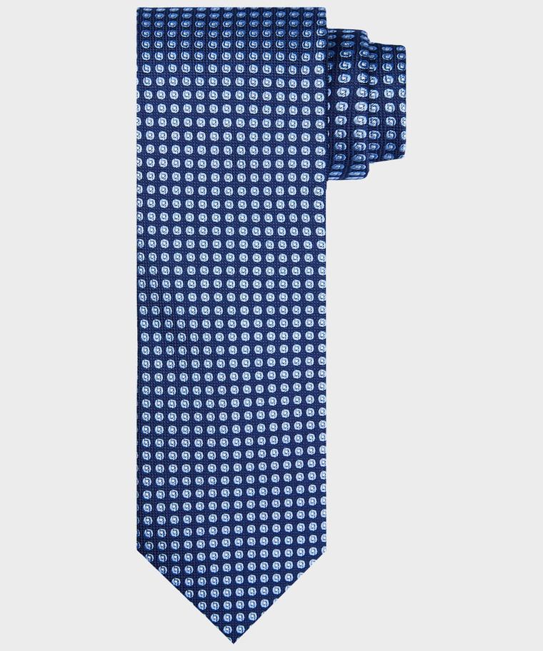 Navy grafische zijden stropdas