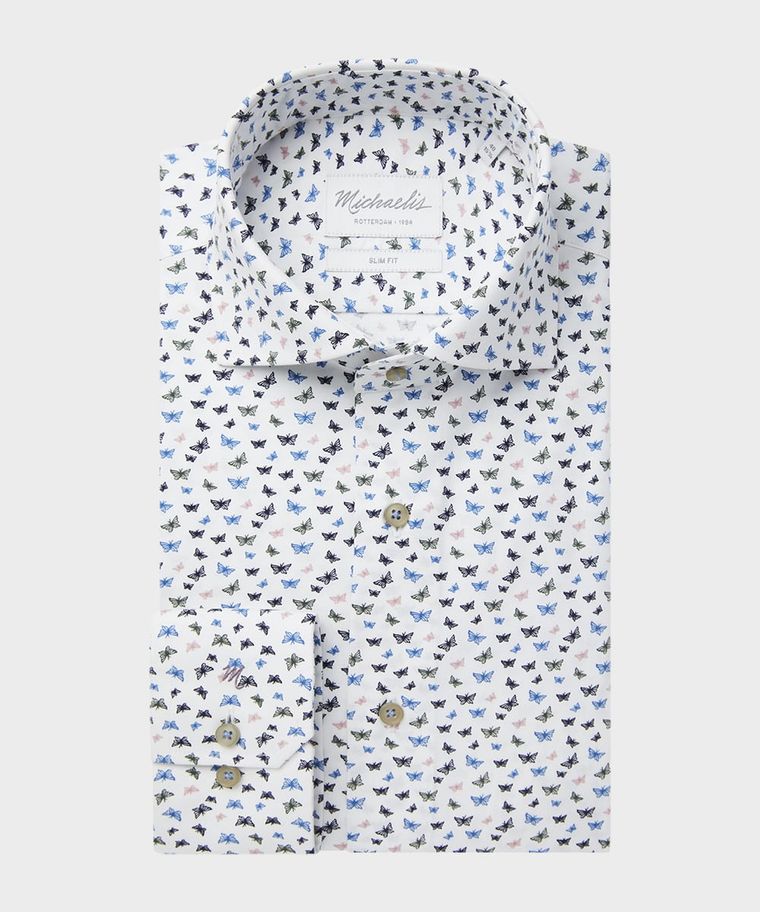 Wit vlinder print overhemd