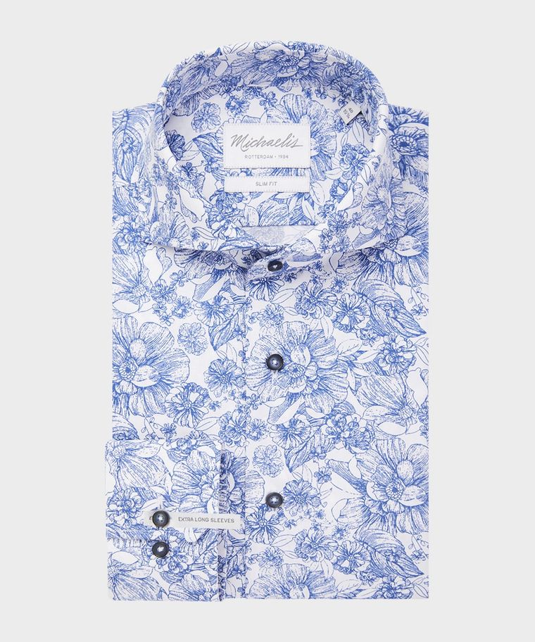 White flower print shirt extra LS