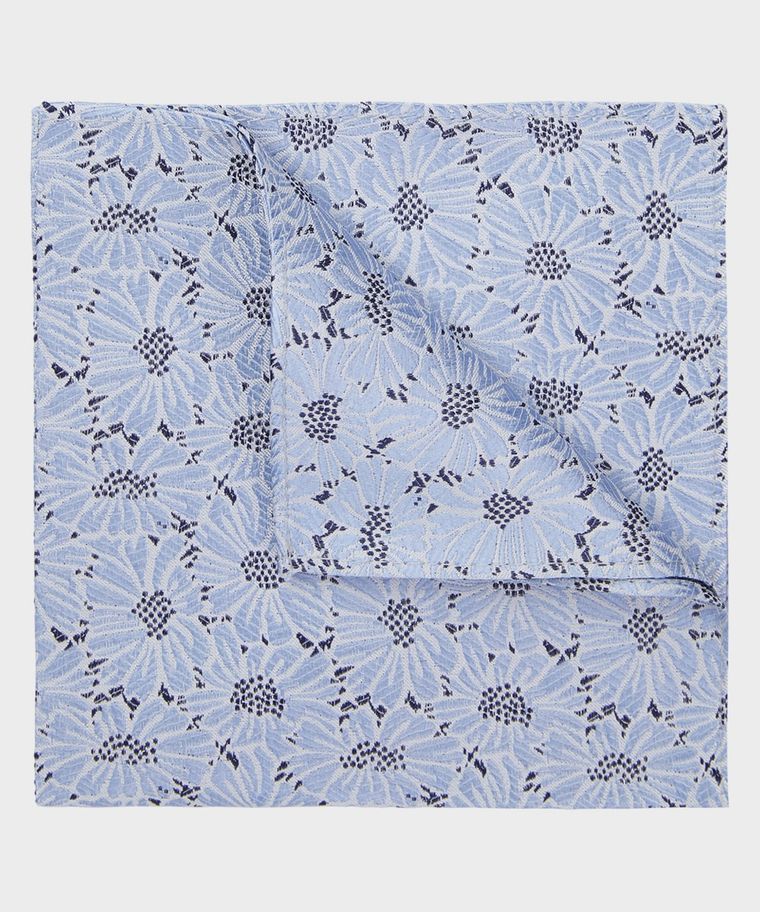 Blue floral silk pocket square