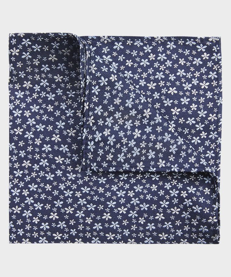 Michaelis navy flowerprint pocket square