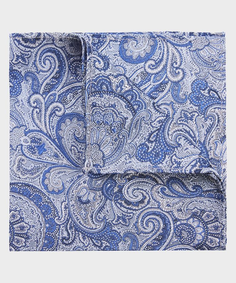 Michaelis blue paisley silk pocket square