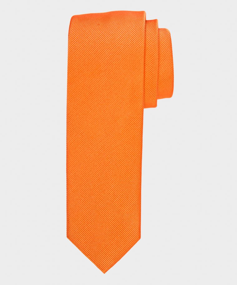 Orange skinny silk tie
