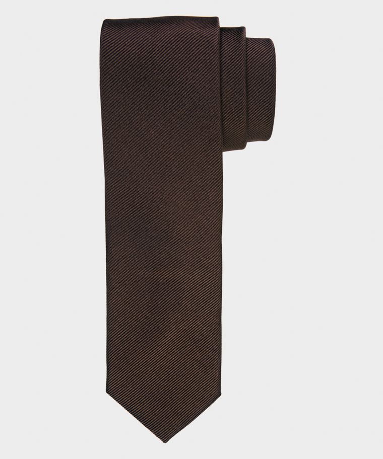Brown skinny silk tie
