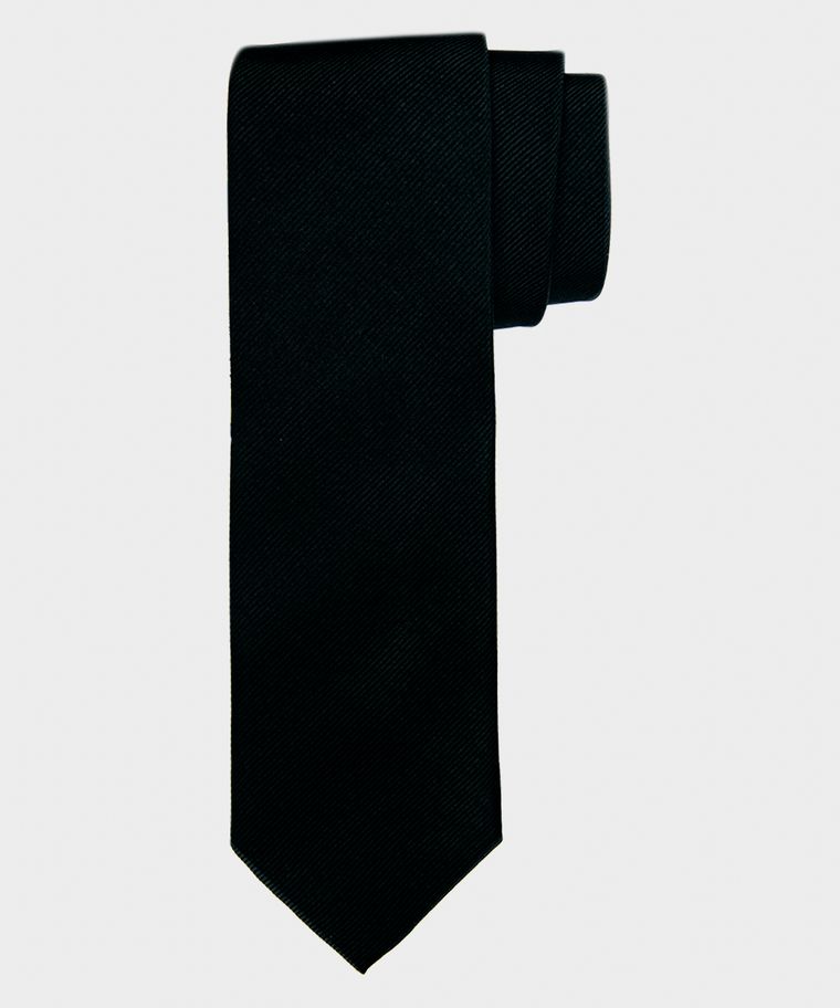 Black solid silk tie