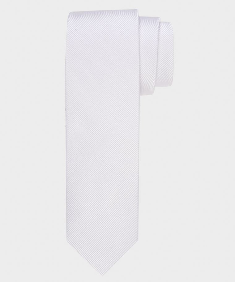 Michaelis white solid silk tie
