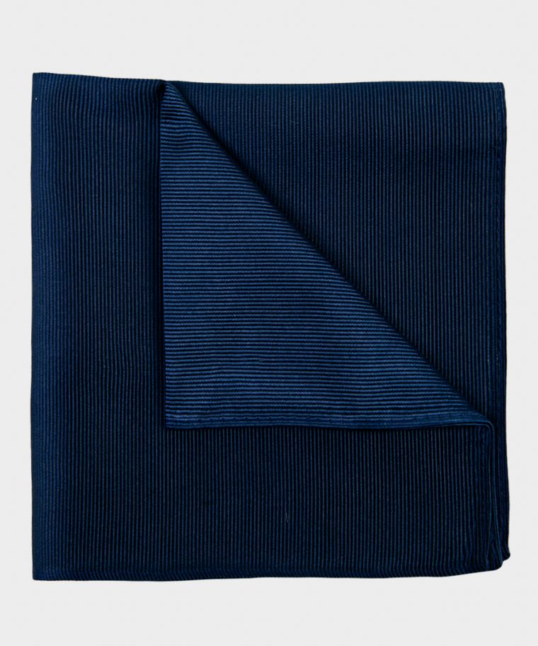 Navy solid silk pocket square