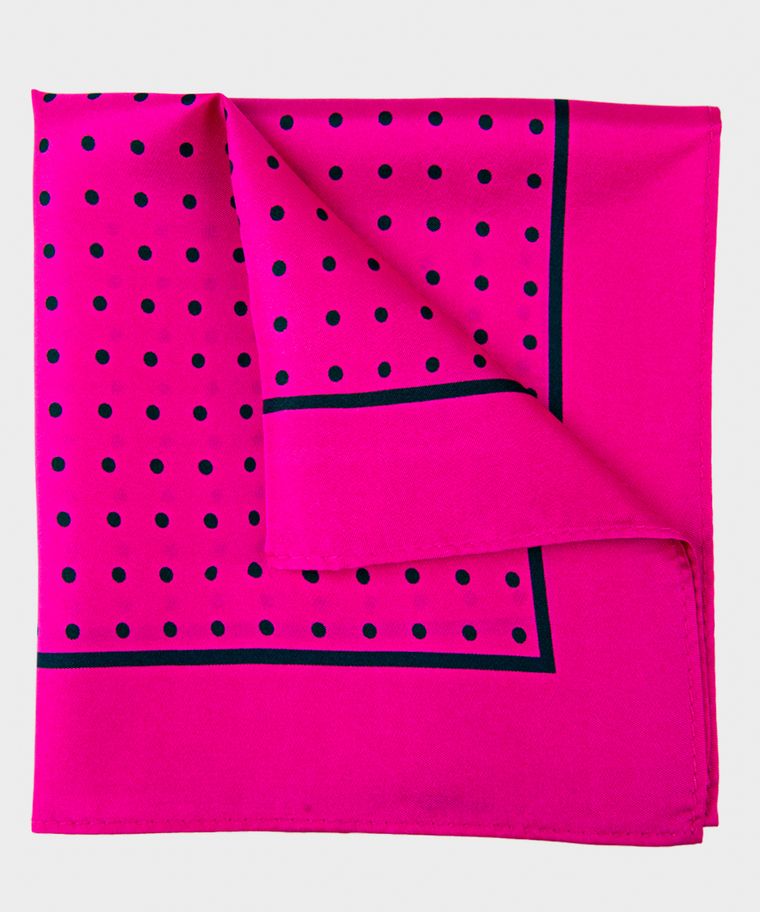 Fuxia printed dot silk pocket square