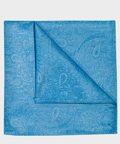 null Blue paisley silk pocket square