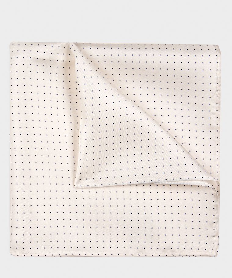 White printed silk pocket square
