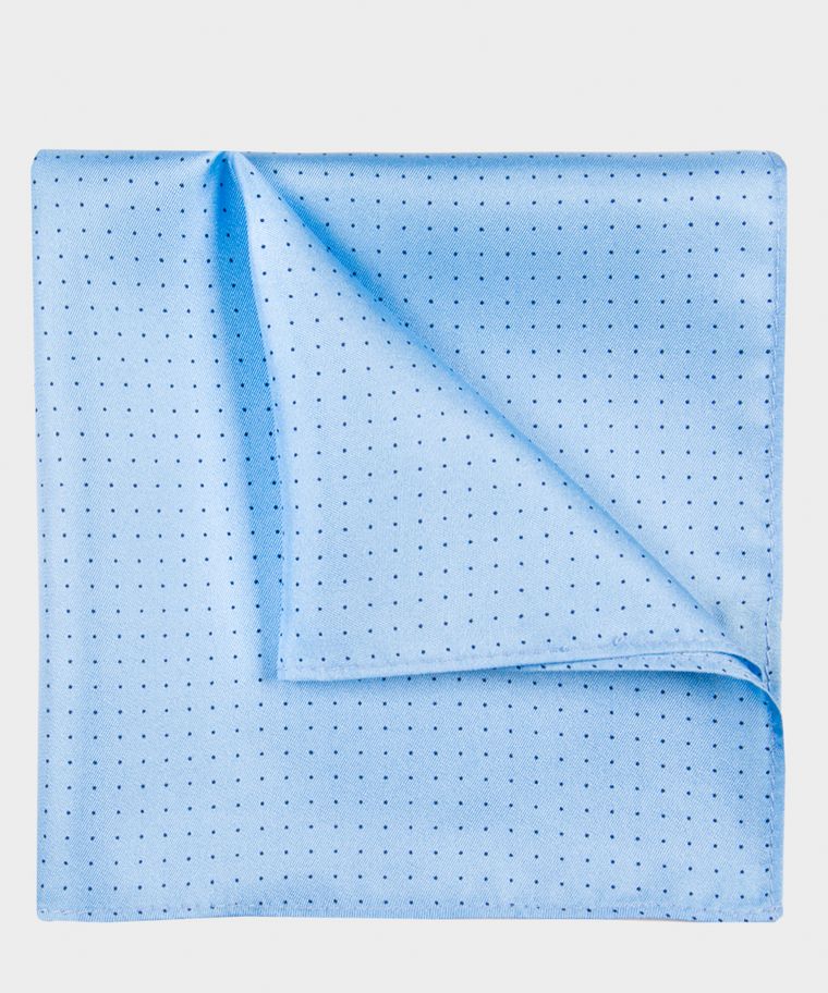 Michaelis blue printed silk pocket square