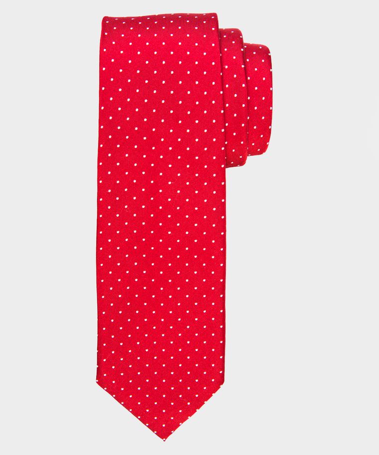 Red dot silk tie
