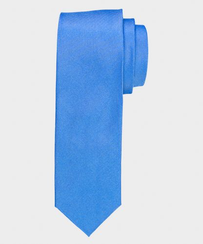 null Blue solid silk tie