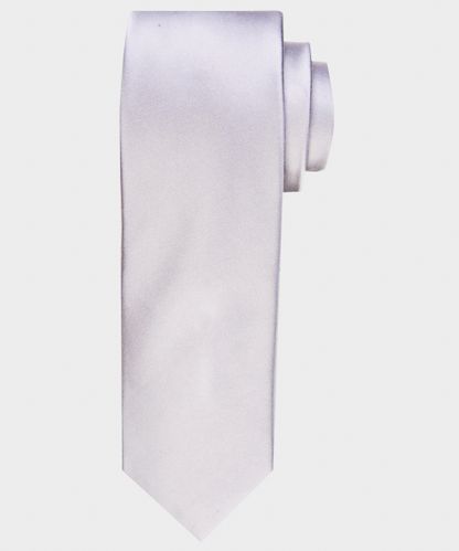 null Silver grey solid satin silk tie