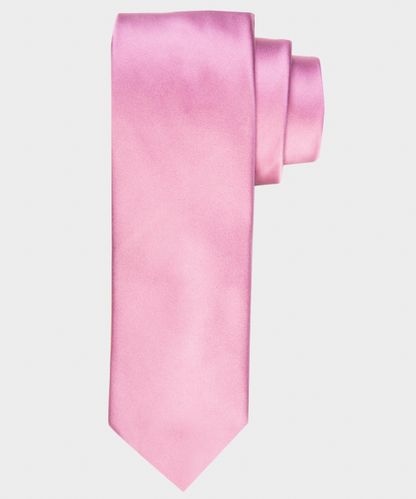 null Powder pink solid satin silk tie