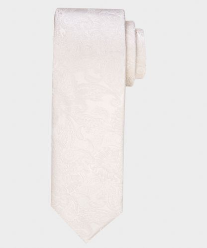 null Off white paisley satin silk tie