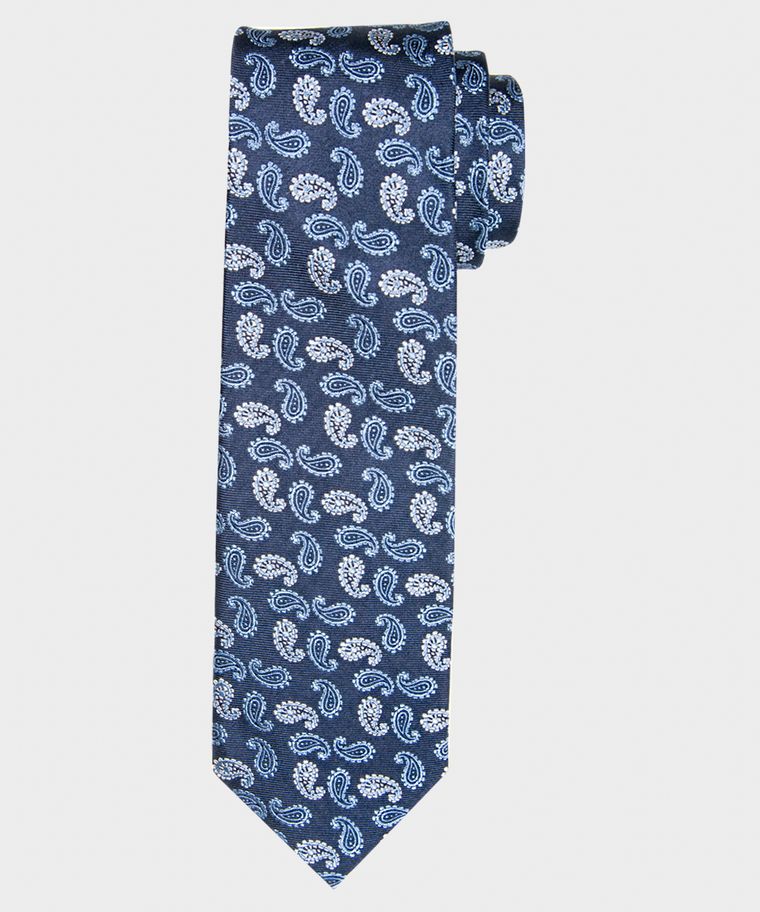 Blue paisley silk tie